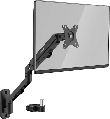 Vista 10 de Mount-It! Montaje de teclado en pared con opción de poste, bandeja ajustable para teclado y mouse con brazo de resorte, extensión giratoria