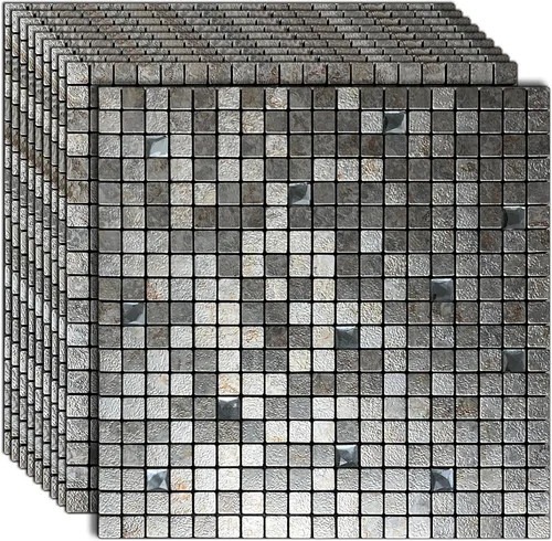 Vista 17 de XUANINY Azulejos Adhesivos de Pared para Cocina, Baño, Chimenea, Mosaico de Aluminio Metálico Autoadhesivo (12"x12") (5, Estampado Amarillo y Verde)