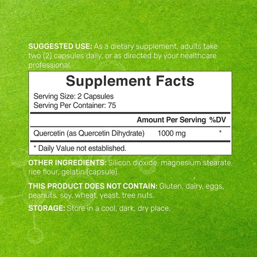 Vista 2 de Eagleshine Vitaminas Quercetina 1000 mg por porción (paquete de 2) 300 cápsulas, flavonoides de alta biodisponibilidad, probado por terceros