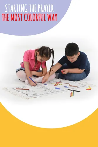 Vista 6 de Ihvan Online Tapete de oración para niños, lavable y pintado, tapete de viaje suave para Salah, regalo islámico perfecto, azul