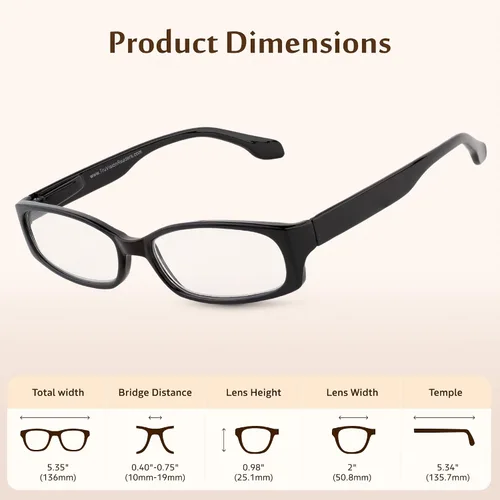 Vista 2 de TruVision Readers - Gafas de lectura con marcos de resina y lentes acrílicas, bisagras Dura Flex para hombres y mujeres 03h - 4 negro