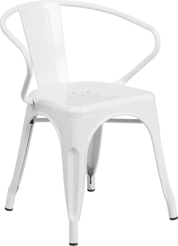 Vista 24 de Flash Furniture silla de metal con apoyabrazos, Metal, Negro