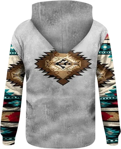 Vista 2 de Hoodies For Men Western Shirts Fashion Print Loose Men'S And Women'S Long Sleeve Hooded Sweater