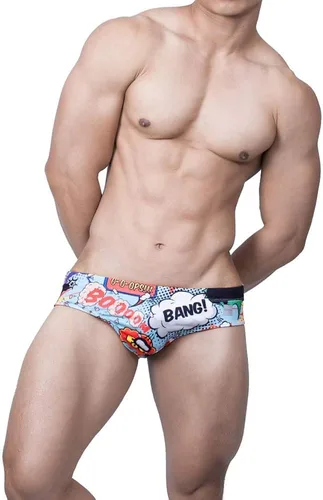 Vista 5 de UXH Nuevos hombres Tigh Natación escritos blancoTrunks traje de baño repelente al agua hombre playa corto hombres traje de baño