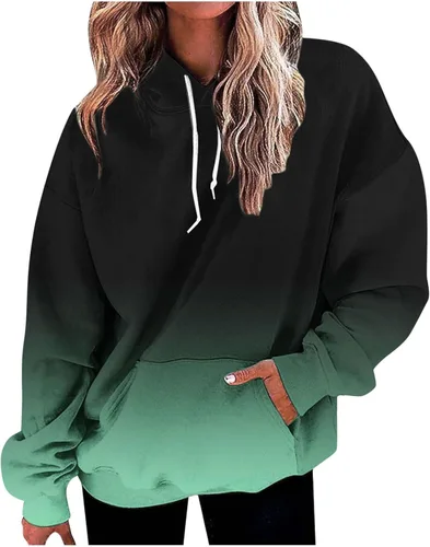 Vista 5 de Sudaderas con capucha para mujer con cordón y estampado de moda