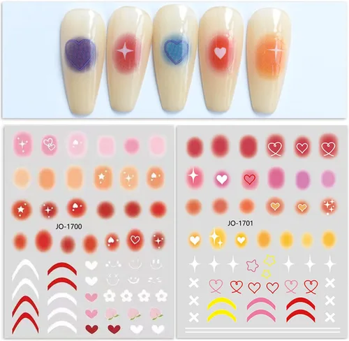 Vista 6 de Adhesivo holográfico 3D de estilo simple, diseño de estrellas y líneas de corazón de amor, para mujeres y niñas, decoración de dijes de manicura