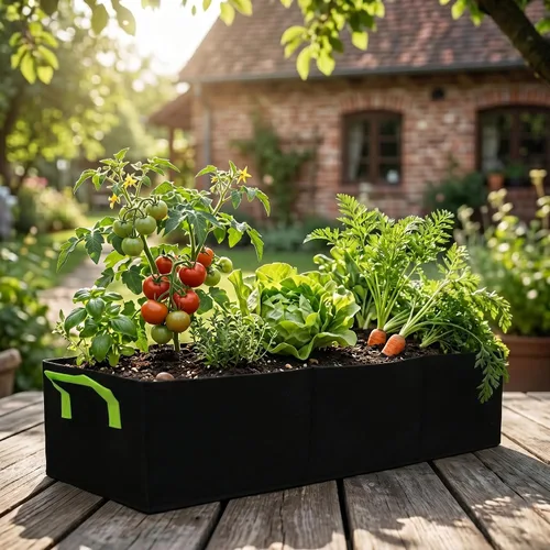 Vista 3 de Bolsas de cultivo de plantas, paquete de 2, 38 galones, 3 agujeros rectangulares Plantación elevada de tela, transpirable, para papa, tomate