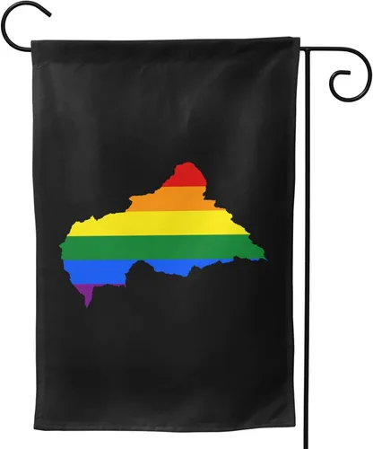 Vista 4 de LGBT Flag Map Of The Central African Republic Garden Flag 28"x40" Inch Double Sided Garden Flags Home Lawn Outdoor Decor Flags Party Banner Welcome