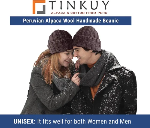 Vista 3 de TINKUY Peru Alpaca Wool Men's & Women's Warm Soft - Cuffed Slouchy - Beanie Hat
