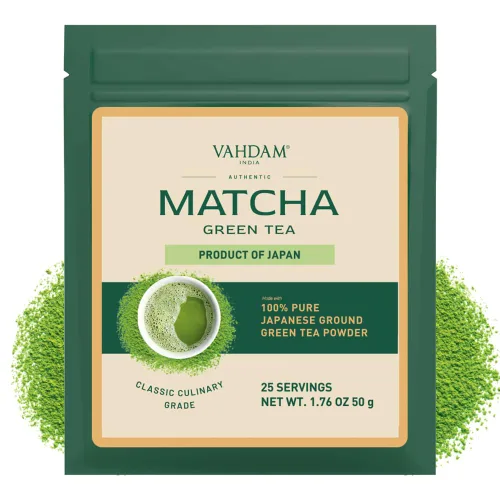 Vista 10 de VAHDAM, Té matcha japonés en polvo (50 tazas, 3.53 onzas) procedente de Japón Auténtico polvo de té verde matcha japonés Matcha culinaria