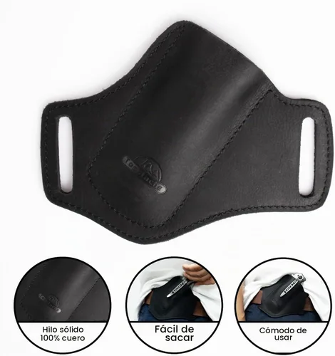 Vista 3 de Topstache Cinturón de cuero hecho a mano EDC con bolsillo para hombre, funda plegable para cuchillo plegable de 5 pulgadas, con parte superior
