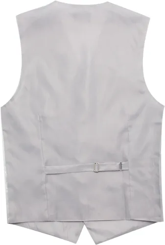 Vista 3 de Chaleco de boda de satén para hombre, conjunto con corbata para el cuello, corbata y pañuelo
