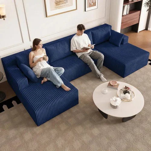 Vista 41 de Lakifun Sofá en Forma de L de 107" con Otomana, Seccional Modular Moderno Sofá Cómodo en Forma de U Nube, Asiento Profundo, Chaise Longue Cama