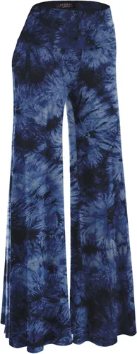 Vista 12 de Made By Johnny MBJ - Pantalones Palazzo de pierna ancha sólidos y teñidos con técnica batik, cómodos y casuales para mujer (XS~5XL)