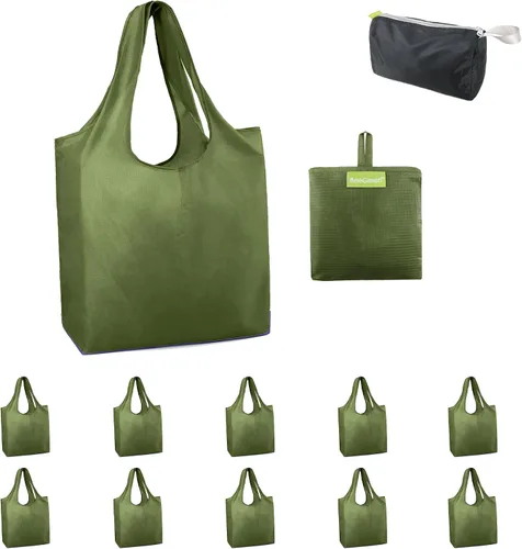 Vista 69 de BeeGreen Bolsas de comestibles reutilizables de Navidad con bolsa de almacenamiento con cremallera, paquete de 10 bolsas de compras reutilizables a