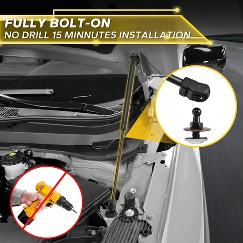 Vista 6 de Puntales de capó para Pilot 2023 2024 2025 2026 – Soporte de elevación de capó, sin taladro delantero de gas compatible con accesorios Honda Pilot