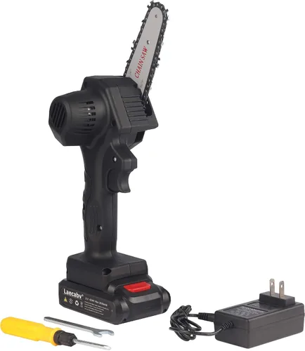 Vista 7 de Laecabv - Mini motosierra eléctrica portátil inalámbrica de 4 pulgadas, alimentada con batería, 1.5 libras de peso ligero, tijeras de podar
