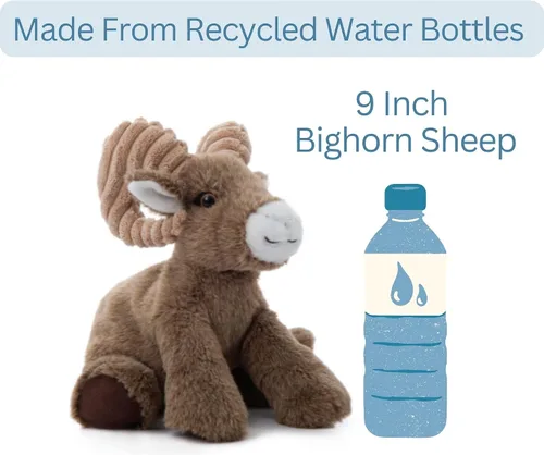 Vista 10 de The Petting Zoo Peluche de oveja de cuerno grande, regalos para niños, animales salvajes de la vida silvestre, juguete de peluche de oveja de 9