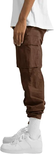 Vista 2 de THWEI Pantalones cargo para hombre, pantalones deportivos casuales de algodón, holgados, rectos