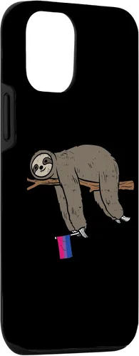 Vista 3 de Funda de regalo para iPhone 13 Pro Bisexual Pride Flag Lazy Sloth Bi LGBTQ Animal Lover
