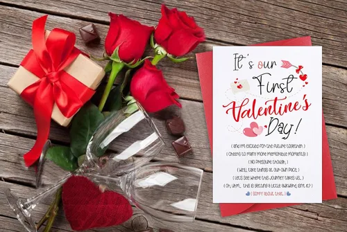 Vista 4 de D24TIME Divertida tarjeta de felicitación para el primer día de San Valentín para novio/novia, tarjeta de felicitación con sobre, romántica