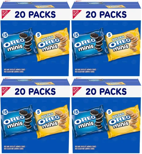 Vista 18 de OREO Paquete variado de galletas tipo sándwich Mini Mix, 20 paquetes de aperitivos