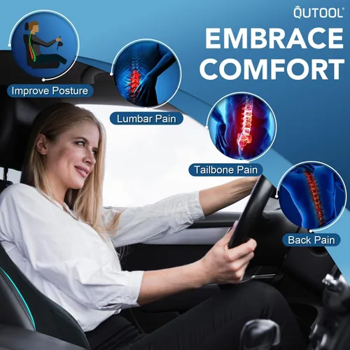 Vista 2 de QUTOOL Almohada de Soporte Lumbar para Automóvil, Accesorios de Camión Elementos Esenciales de Viaje, Cojín de Espuma con Memoria para Asiento