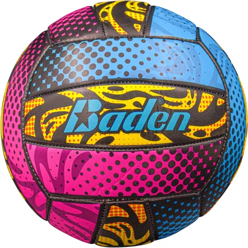 Vista 8 de Baden Fun Design Official Size & Weight Indoor & Outdoor Volleyball Bright & Beachy! Soft Touch Synthetic Leather, Durable Stitching All Ages