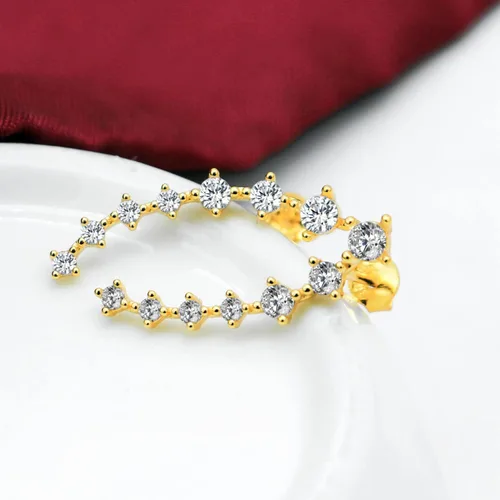 Vista 4 de Aretes de plata de ley 925 con circonitas cúbicas para mujer, aretes de tuerca de 7 estrellas de cristal, aretes de tuerca AAA con circonita cúbica