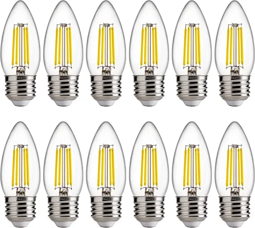 Vista 35 de FLSNT Bombillas LED de Araña Equivalentes a 40W, Bombillas LED Ámbar Regulables B11 E26 Base de Candelabro, 2200K Blanco Cálido, 330LM, Paquete de 6