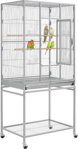 Vista 10 de Yaheetech Jaula grande de hierro forjado de 54 pulgadas para loros pequeños, periquitos y pájaros para loros pequeños, periquitos, mejillas verdes