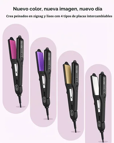 Vista 4 de Terviiix Rizadora de Cabello para Mujeres con 4 Placas Intercambiables, Rizadora para Cabello con Infusión de Queratina y Aceite de Argán, Rizadora