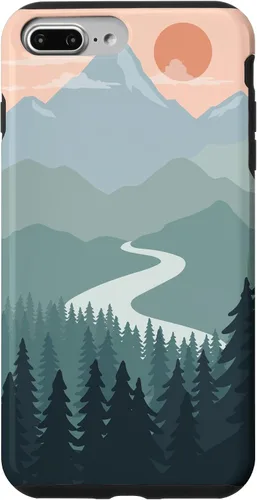 Vista 12 de Boho Chic Pines Forest Mountains Landscape Minimal Sunset Case for iPhone 16