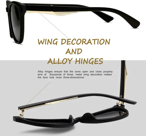 Vista 5 de KANASTAL Gafas de sol polarizadas sin montura semi para hombres y mujeres, montura clásica con montura UV400