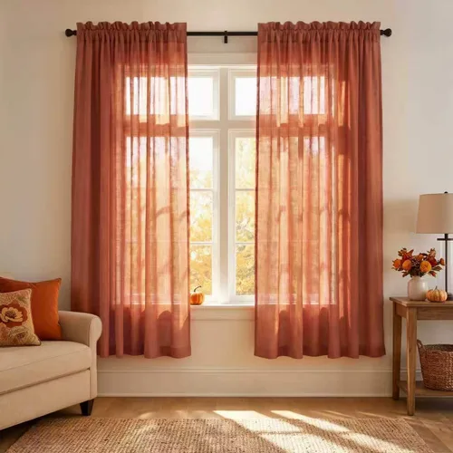 Vista 30 de Mrs.Naturall - Cortinas transparentes con bolsillo para barra de 36x63 pulgadas de lino mezclado negro