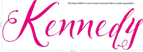 Vista 3 de StikArt Letras cursivas para calcomanías de pared personalizadas con nombre, letra K mayúscula (rosa)