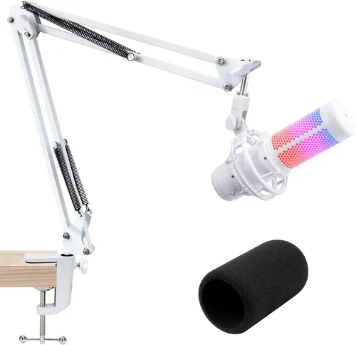 Vista 11 de Pantalla antiviento de micrófono Filtro Pop Compatible con HyperX QuadCast - Cubierta de espuma para micrófono con pantalla antiviento peluda