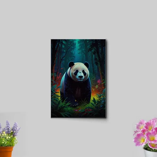 Vista 3 de Canvas Print cute pandas in the jungle Watercolor art framed canvas print framed wall art synthwave animal art Decor Canvas, Print