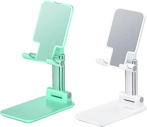 Vista 12 de Soporte para teléfono celular, soporte de teléfono celular ajustable en ángulo con almohadilla de silicona para escritorio, soporte de teléfono