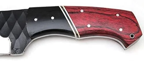Vista 4 de Cuchillo Wild Turkey de hoja fija, acero al carbono, con funda de cuero
