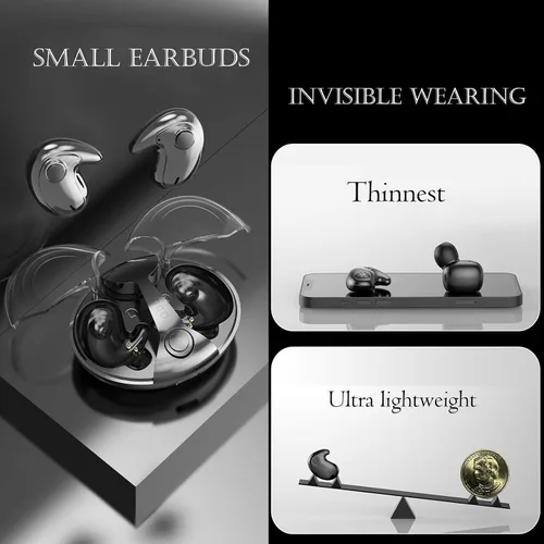 Vista 4 de Xmenha Auriculares ocultos para dormir invisibles inalámbricos Bluetooth ocultos para dormir de lado, micro auriculares inalámbricos Bluetooth
