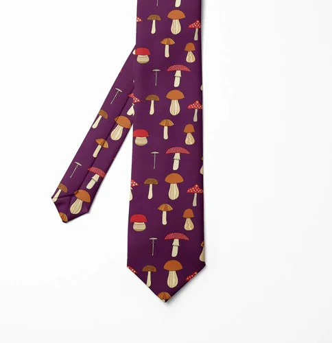 Vista 2 de Ambesonne Men's Tie, Porcini and Amanita, Necktie, 3.7", Multicolor