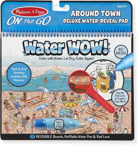 Vista 4 de Melissa & Doug On the Go Water Wow! Almohadilla de actividades reutilizable de lujo para revelar agua – Around Town