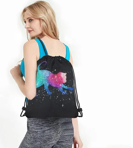 Vista 4 de Beabes Mochila con cordón de unicornio arcoíris y bolsa de gimnasio con cordón, Multi-a141, Mochilas de viaje