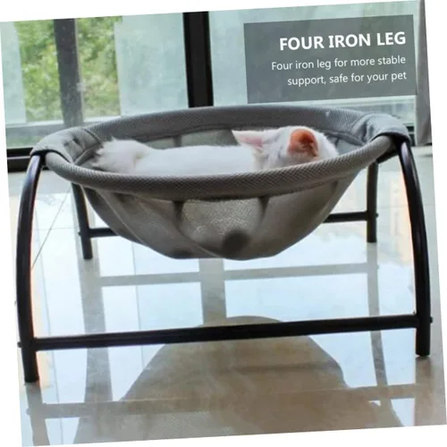 Vista 7 de POPETPOP Cuna elevada transpirable para mascotas para gatos y perros, elegante cama de malla para uso en interiores y exteriores, cómoda