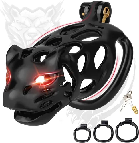Vista 7 de Jaula de castidad, dispositivo de castidad masculina invisible ligero con 3 anillos activos, jaula grande para pene impresa en 3D, juguetes sexuales