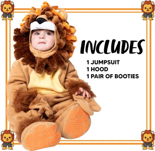 Vista 5 de Spooktacular Creations Halloween Baby Lion Costume, Toddler Lion Costume for Infant Kids Halloween Animal Dress up Party