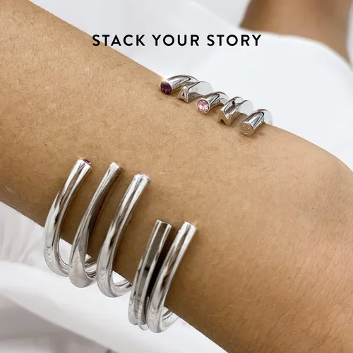 Vista 7 de Stella Valle March Birthstone Cuff Bracelet Rhodium Plated Inspirational Bracelets for Women Adjustable Band Bracelet Gift for Her with Swarovski