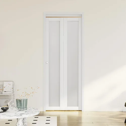 Vista 2 de Puerta doblada, puerta de armario con panel de vidrio esmerilado individual, para apertura de puerta de 30 x 80 pulgadas, adecuada para armarios e 1