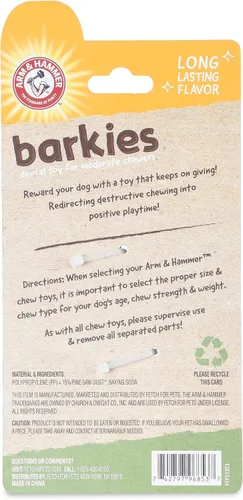 Vista 9 de Arm & Hammer Barkies - Colección clásica de madera comprimida de hueso, juguete masticable con sabor a mantequilla de maní de 5 pulgadas